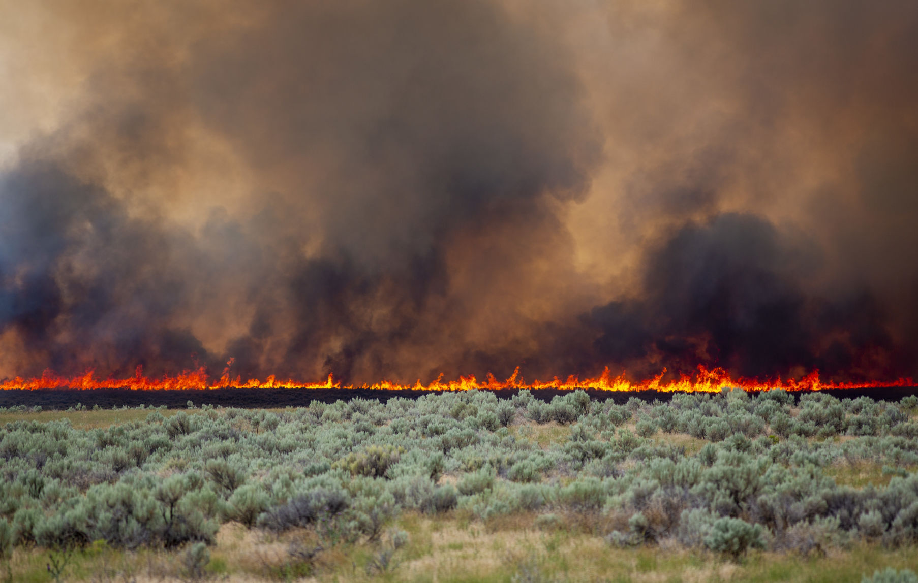 Wildfire burns near Declo